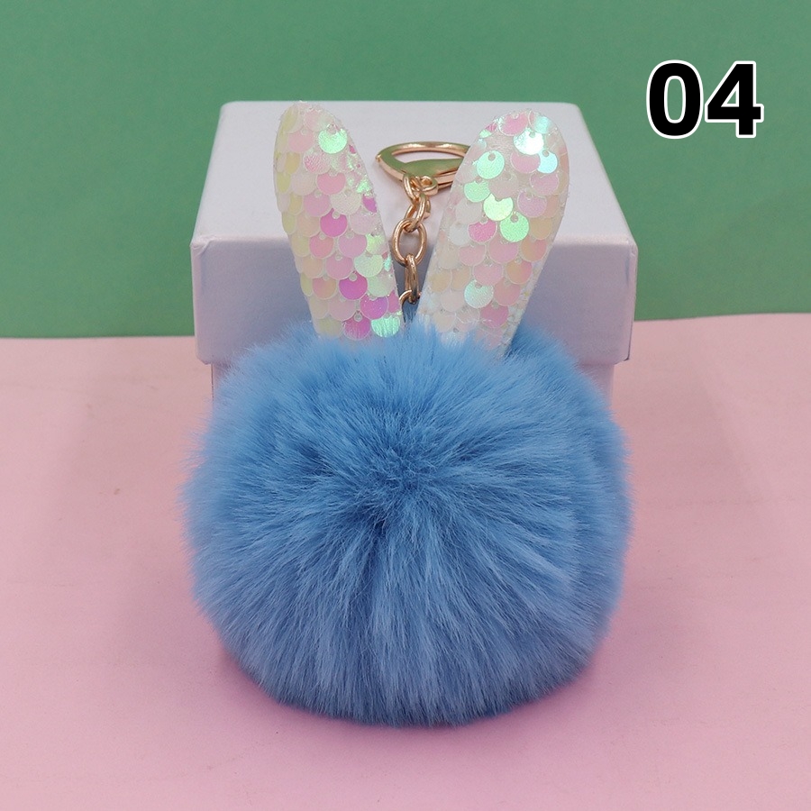 ウサギ耳 キーホルダー 水色 11色 うさ耳ぬいぐるみキーホルダー ポンポンキーホルダー うさぎ