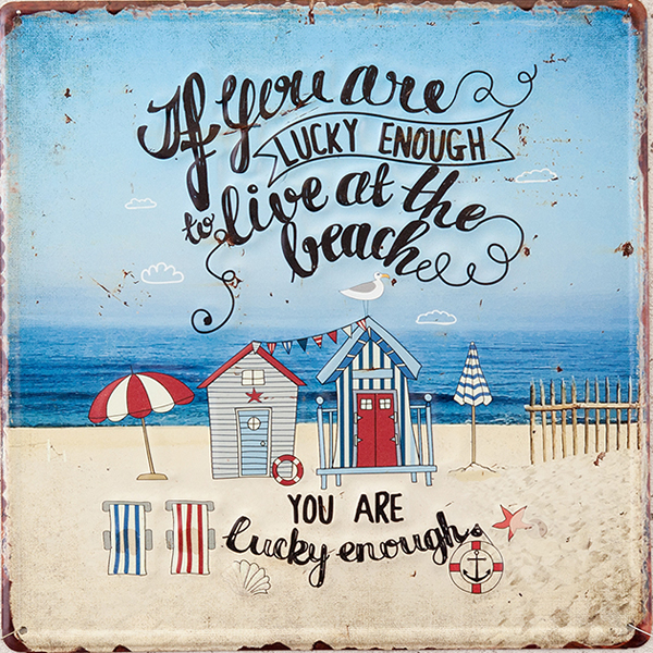 アンティークエンボスプレート★LUCKY ENOUGH live at the beach