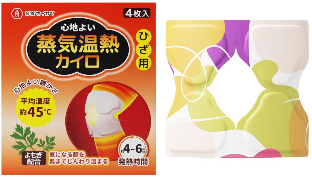 ひざ用 4枚 蒸気温熱カイロ 貼らない 温活グッズ 冷え対策 防寒グッズ ひざサポーター 長さ調整可