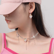 ★Heart★　イチゴピアス＋ネックレース　ハートパール　可愛い　デイリー　韓国アクセサリー