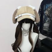キャップ 小顔効果  帽子ベレー帽 犬耳 防寒 ロリータファッション