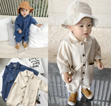 2025春入荷 新作  韓国風子供服 ベビー服 キッズ  デニム  ロンパース 連体服  73cm～100cm    2色
