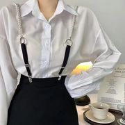 パールサスペンダー　ズボンアクセ　デイリー　韓国ファッション