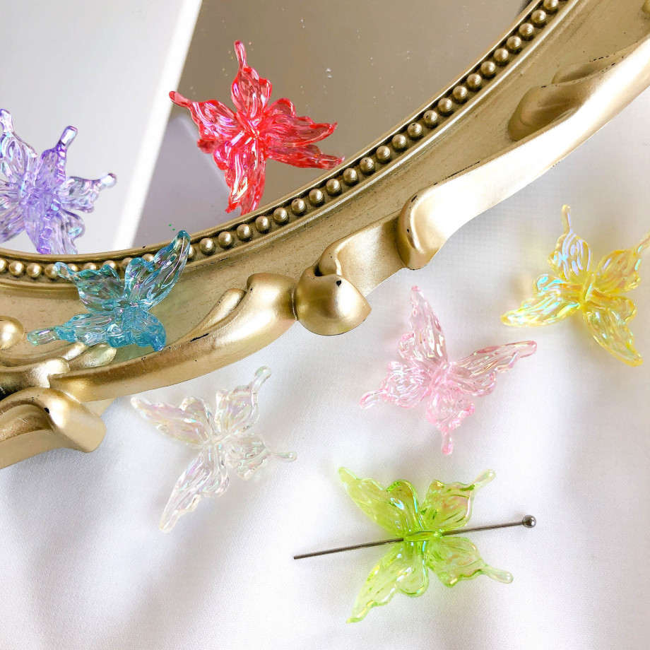 アクセサリーパーツ アクリルパーツ 立体 バタフライ デコパーツ レジン 蝶 ちょうちょ カボション ビーズ