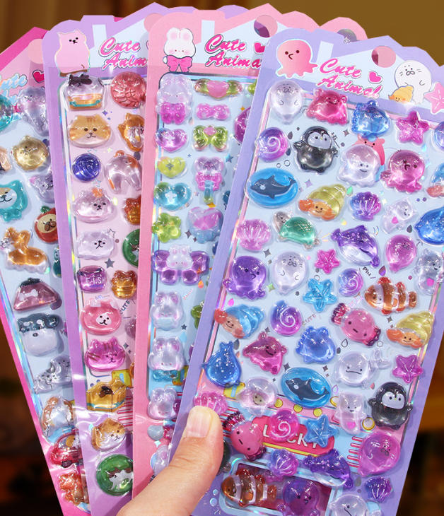 手芸diy用デコレーション 手帳用 貼り付け★粘着シール★立体キャラクターシール 3Dシール