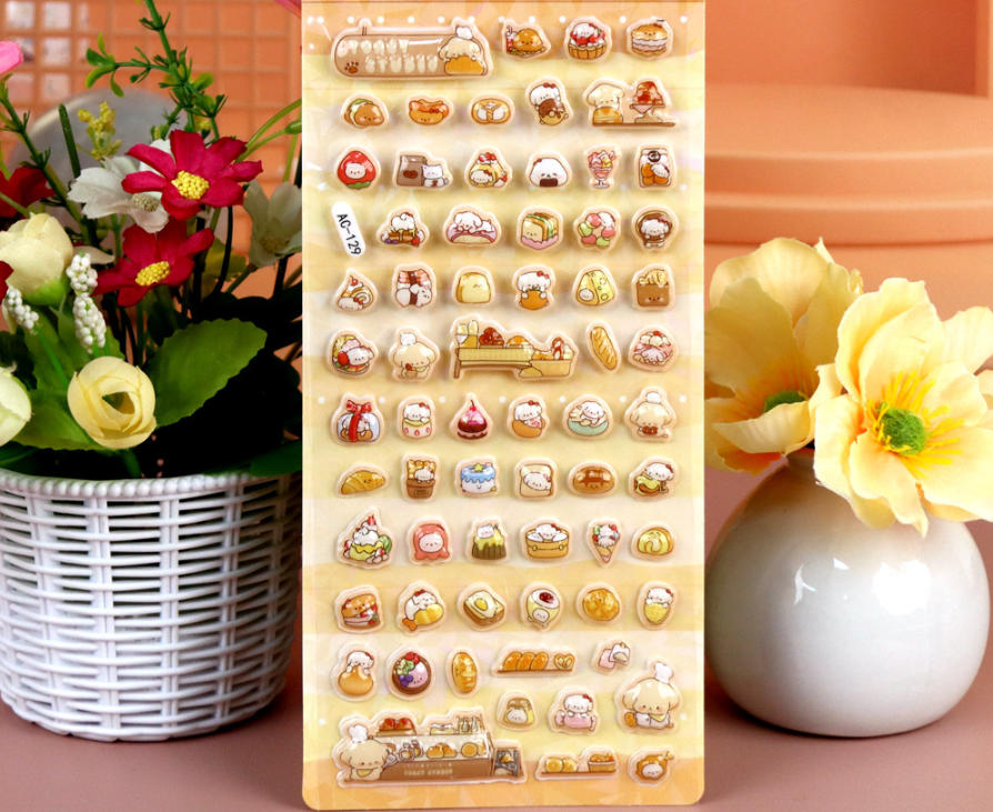 手芸diy用デコレーション 手帳用 貼り付け★粘着シール★立体キャラクターシール 3Dシール