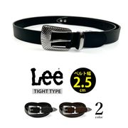 全2色 Lee リー リアルレザー ウエスタンベルト 幅2.5cm タイトベルト 細身 本革