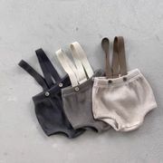 韓国風 ベビー用 ロンパース 春夏用 赤ちゃん ニット サロペット リブ入り おむつカバー つなぎ服