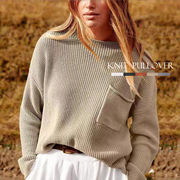 レディース トップス プルオーバー カットソー 長袖 セーター シンプル シンプル 無地