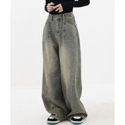 ヴィンテージ風ワイドデニムパンツ美脚