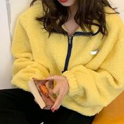 【秋服】韓国風レディース服　カジュアル　体型カバー　ボアパーカー