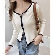 ダブルジップ 長袖ニットカーディガン