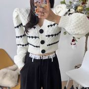 秋冬新作　ニットセーター　カーディガン　可愛い パフスリーブ　優しい