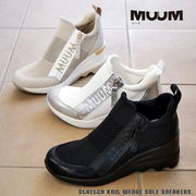 【2025春再入荷】MUUM ハイカットスニーカー ウエッジ ストレッチニット メッシュ 厚底 3e