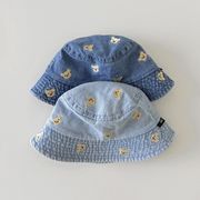 2025春新作 INS風クマ柄刺繍入日焼け止め帽子全3色