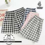 チェック ショートパンツ ハーフパンツ ハイウエスト Aライン 短パン レディース 薄手 ゆったり