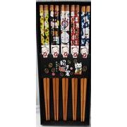 竹製　 招き猫　5膳セット　お箸