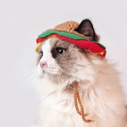 ペット用ぼうし ハンバーガー風 髪飾り アクセサリー 小型犬用 猫用 ペット用 装飾