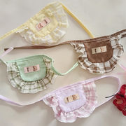 ペット用よだれかけ スタイ チェック柄 首飾り ハーネス アクセサリー 小型犬用 猫用 ペット用 装飾