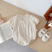 FLM☆INS風 ベビー夏服 ハイツ 韓国風 レース刺繍 ロンパース 女の子用 外出用 ワンピース