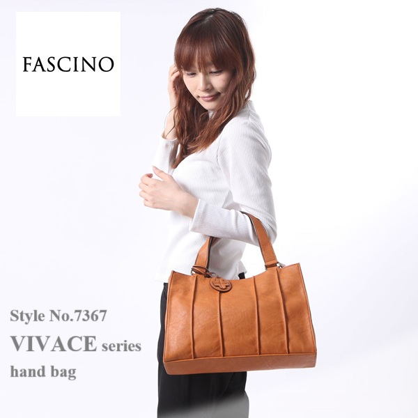 新品 ファッシーノ FASCINO 7367 ヴィヴァーチェ ハンドバッグ BK VIVACEヴィヴァーチェ7367合成皮革プリーツデザインハンドバッグ