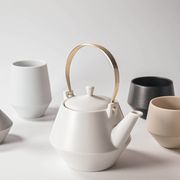 晋山窯ヤマツ Frustum ミニ土瓶 白釉 (真鍮ツル)[美濃焼]