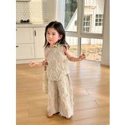 特価  韓国風子供服 ベビー服 女の子  袖なしトップス+ワイドパンツ2点セット 90-140cm