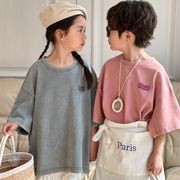 子供服　90~150cm　キッズTシャツ　オーバーサイズ　半袖　男女兼用　韓国キッズ服