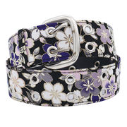 【ご紹介します！Ripple 定番人気の和柄の桜をあしらったベルトです！】和柄ベルト 桜づくし 黒