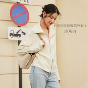 レディース カーディガン 秋冬 韓国風 長袖 ダブルジップ シンプル