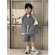 【2点セット】2025春夏新作★韓国風子供服★ベビー服 ★キッズ服★アパレル ★ベスト+ショットパンツ