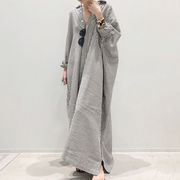 2025年春夏新作 ロングワンピ ワンピース シャツワンピ マキシワンピ 体型カバー スタイリッシュ