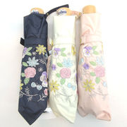 【晴雨兼用傘】【折りたたみ傘】ブーケ刺繍・コンパクト晴雨兼用折り畳み傘