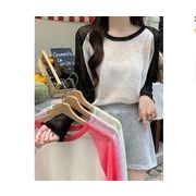 レディーストップス・薄い配色・長袖のtシャツ・上着・新作・