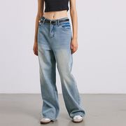 2025春☆メンズ服 ストリート系 レトロなワイドデニムパンツ