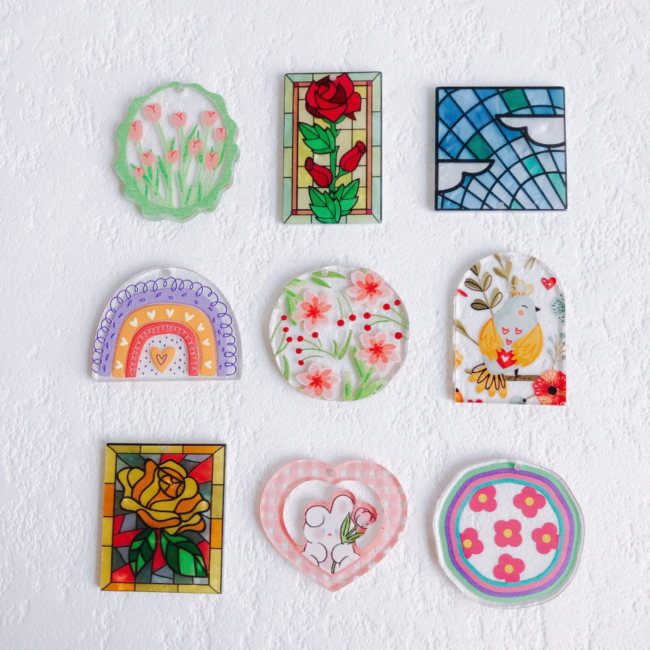 ハンドメイド 植物 アクセサリーパーツ 兎 フラワー お花 ローズ アクリル材料 クリアパーツ 幾何 透明