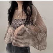 トップス レディース ニット 毛糸  ゆったり  シースルー