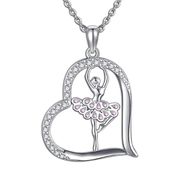 ハート  バレエ少女ネックレス  バレエネックレス   バレエ ペンダント ネックレス  バレエ雑貨