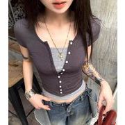 トップス レディース Tシャツ 半袖 ブラウス スリム