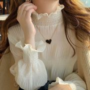 2025年春新作 ブラウス インナー トップス レディース ハイネック インナーシャツ レース 長袖ブラウス