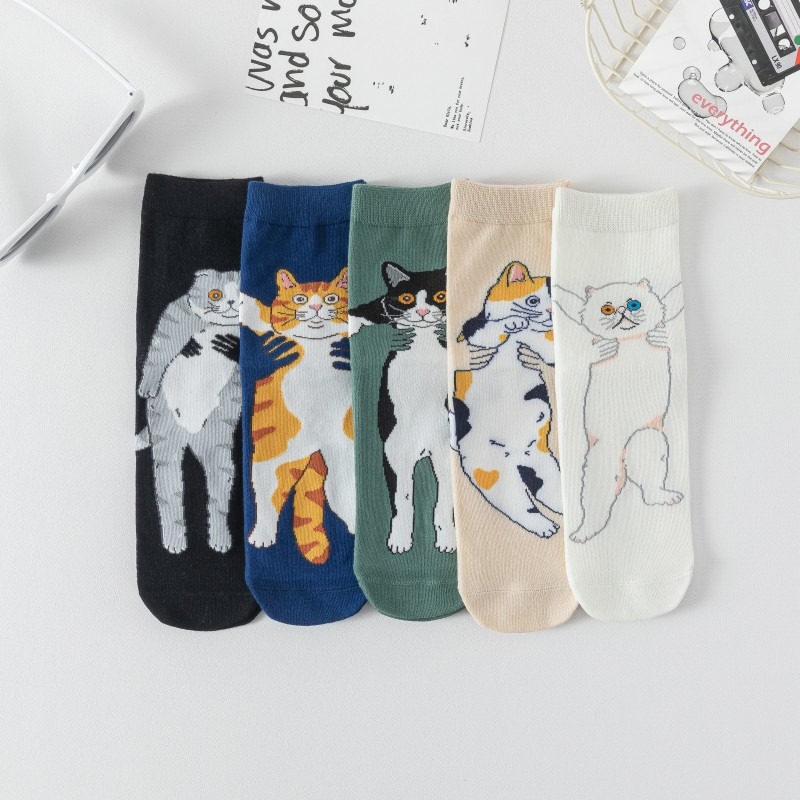 猫靴下 レディースソックス   猫柄靴下 ねこ  猫の雑貨  猫ちゃんソックス 学生靴下 秋冬厚手 ネコの靴下