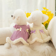 かわいい 小型犬服 ペット 秋冬服 リボン猫の服 犬服 ワンピース ペット服 ニットサスペンダードレス