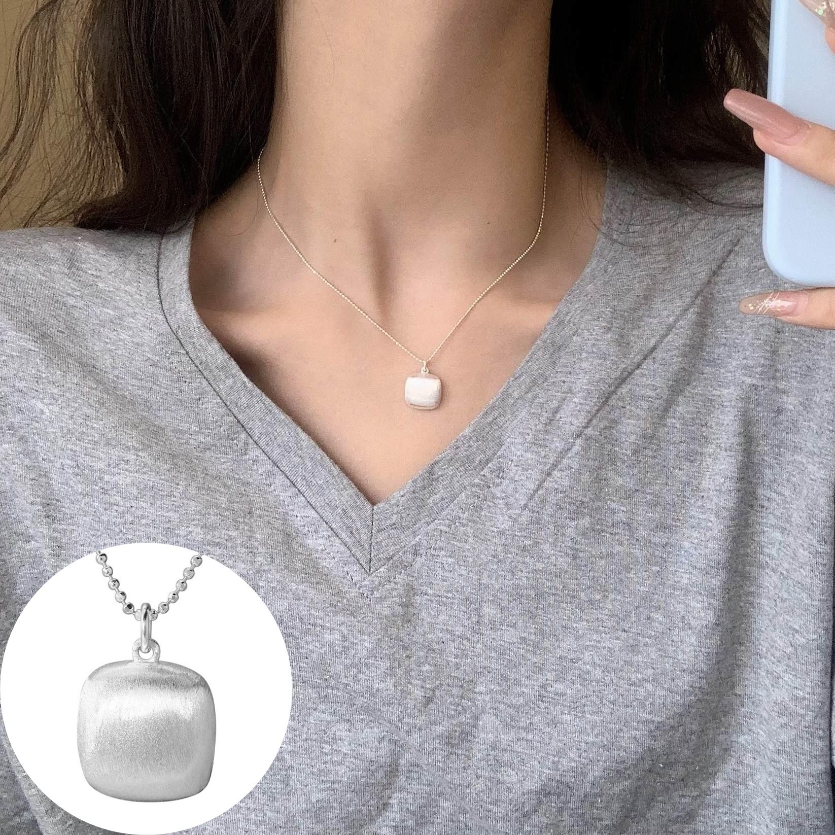 スクエアチャームネックレス S925 シルバーアクセサリー アレルギー対応 おしゃれ 大人かわいい 上品