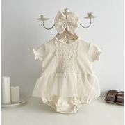 【夏 女児 ボディスーツ】花柄レース付き 涼感メッシュ 保育園用 66~90cm おしゃれ ベビー服