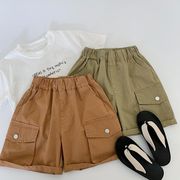 2025春夏子供服 シンプル ショートパンツ 韓国風 キッズ服 ボトムス カーゴパンツ 2色展開[90~140cm]