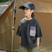 全2色[90-140cm]  男の子 アウトドアTシャツ 通気・吸汗・綿100％ キャンプ 外遊び 半袖トップス キッズ