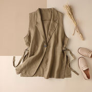 レディースベスト シングル無袖 スリムシルエット オーバーサイズチョッキ 羽織り