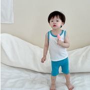 男の子 ベスト+ショーツ セット 無地 キッズ 子供 73-100cm 普段着 お得な2点組  夏服 子供服