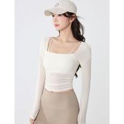 ヨガ服 スポーツウェア 速乾 フィットネス Tシャツ 長袖