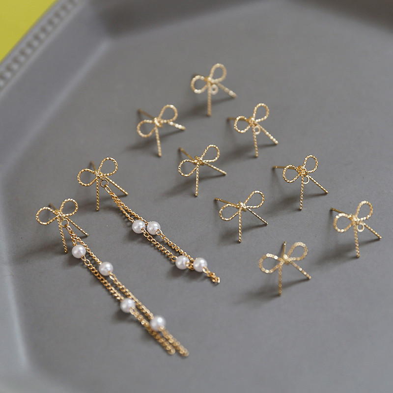 リボン結び ピアスパーツ ワイヤー ピアス 金具 ハンドメイド アクセサリーパーツ 金属 スタッドピアス